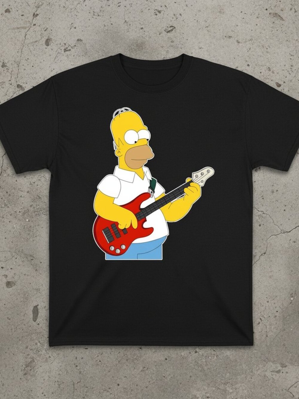 Homer Simpson Guitar Graphic Tee Funny Cartoon Music Shirt